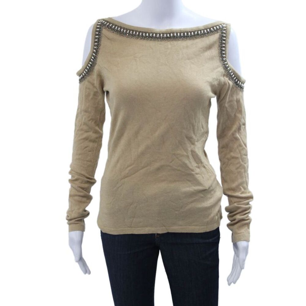 Reem Acra Womens Beige 50% Seta 50% Cashmere Sweater Long Sleeve Size L